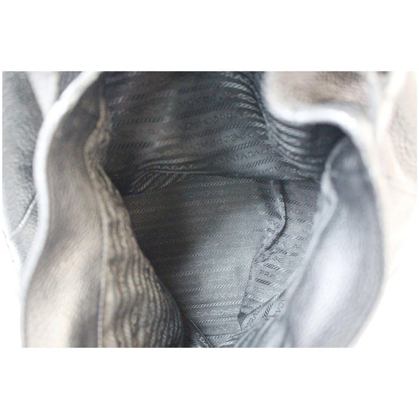 PRADA Vitello Daino Leather Shoulder Bag Black