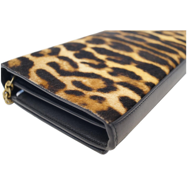 YVES SAINT LAURENT Kate Monogramme Leopard Print Shoulder Bag Black