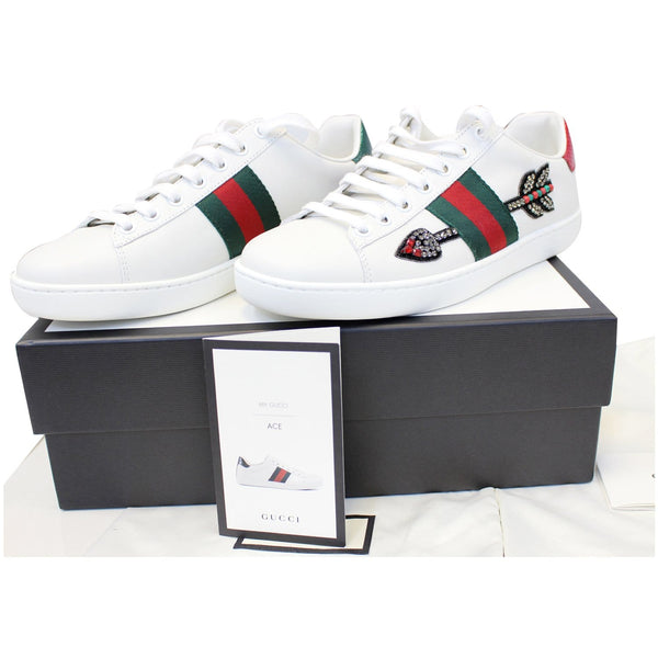 GUCCI Ace Embroidered Arrow Logo Sneakers Size US 7.5