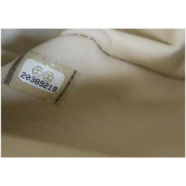 Chanel Jumbo Double Flap Caviar Leather Shoulder Bag Beige inside view