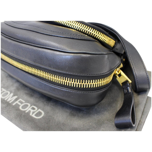 TOM FORD Jennifer Zip Medium Leather Shoulder Bag Black