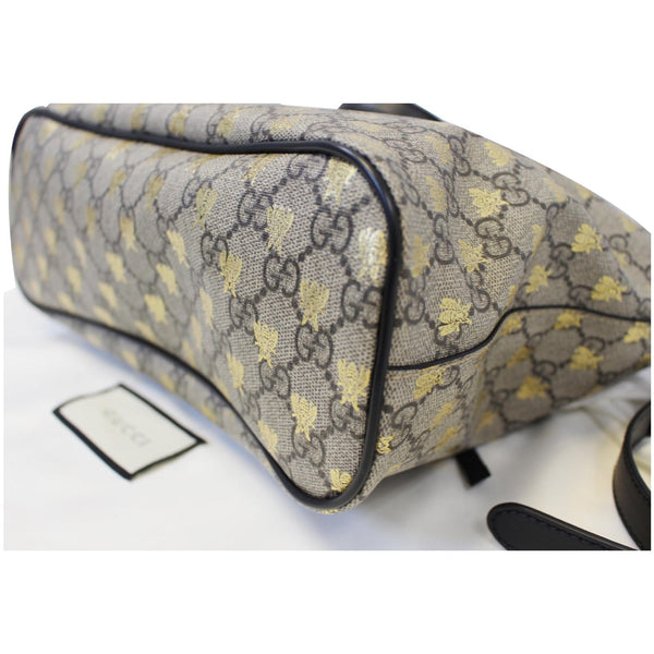 GUCCI GG Supreme Bees Monogram Tote Bag Black/Gold 473887-US
