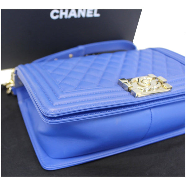 CHANEL Boy Medium Calfskin Leather Shoulder Bag Blue-US