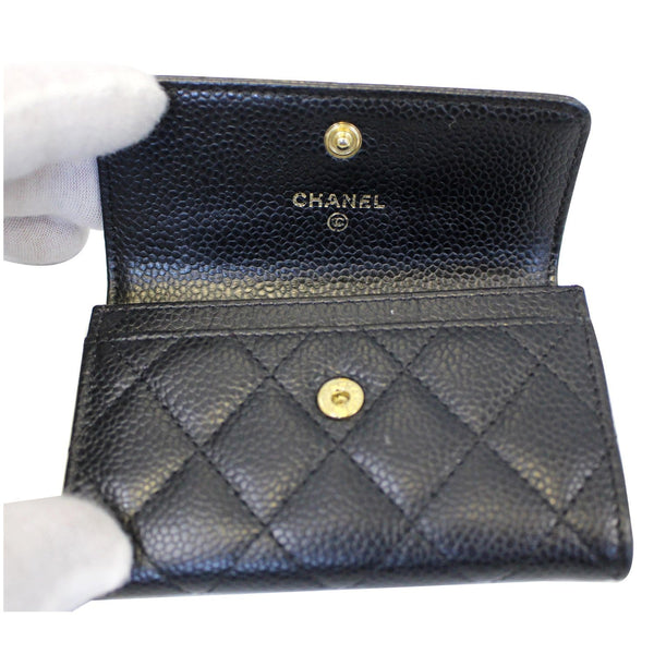CHANEL Flap Caviar Leather Card Holder Black-US