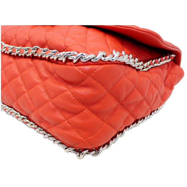 CHANEL Maxi Chain Around Quilted Leather Flap Shoulder Bag Red