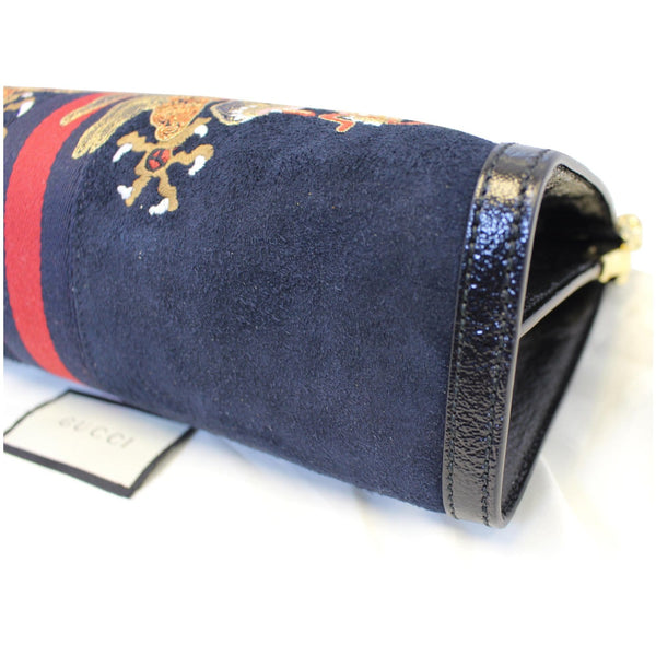 GUCCI Ophidia Dragon Embroidered Suede Leather Shoulder Bag Blue