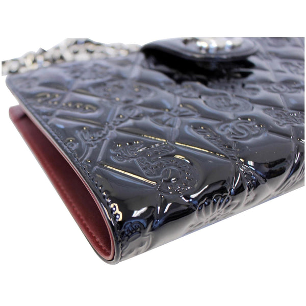 CHANEL Lucky Symbols Pochette Patent Leather Wallet on a Chain Black