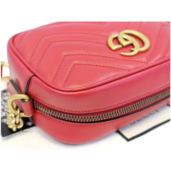 GUCCI GG Marmont Matelasse Mini Leather Crossbody Bag Red