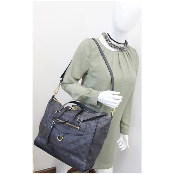 LOUIS VUITTON Lumineuse PM Monogram Empreinte Leather Shoulder Bag Black