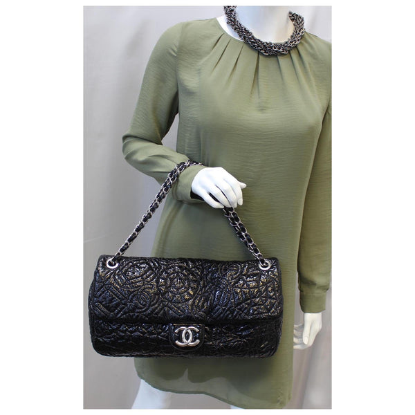 Chanel Single Flap Bag Quilted Pattern Jumbo Black for sale