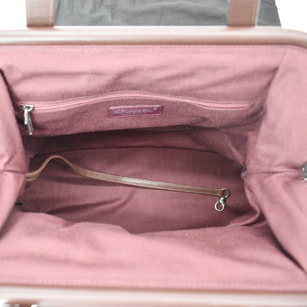 CHANEL Graffiti On-The-Pavement Canvas Bowling Bag Khaki Washed