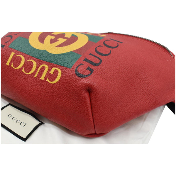 GUCCI Print Medium Leather Belt Waist Bum Bag Red 530412