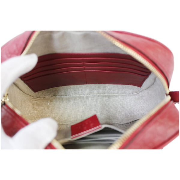 GUCCI Bree Micro GG Guccissima Leather Crossbody Bag Red 449413