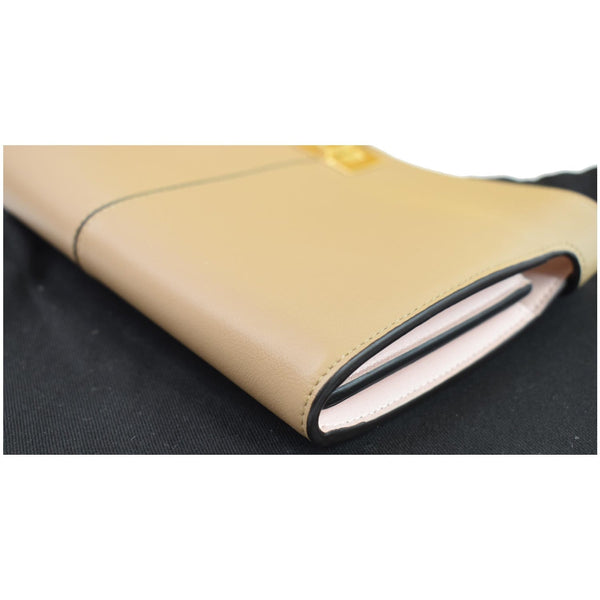 FENDI Peekaboo Iconic Twist Lock Leather Wallet Brown