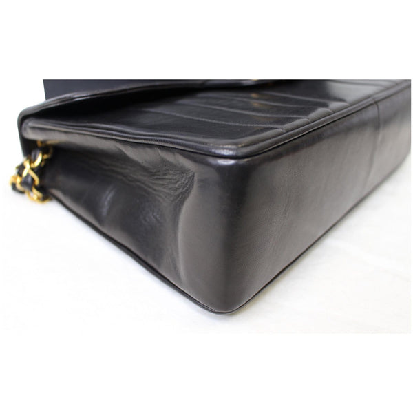 CHANEL Vintage Classic Jumbo Single Flap Vertical Lambskin Shoulder Bag Black