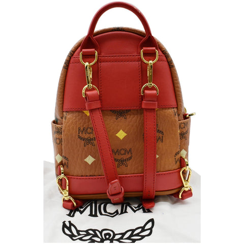 MCM Skyoptic Stark Bebe Boo X Mini Visetos Backpack Bag Cognac