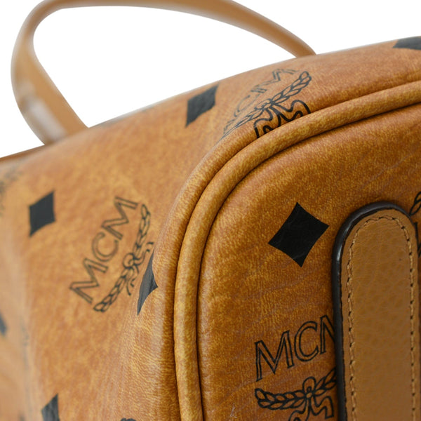 MCM Reversible Liz Medium Visetos Canvas Shopper Tote Bag Cognac