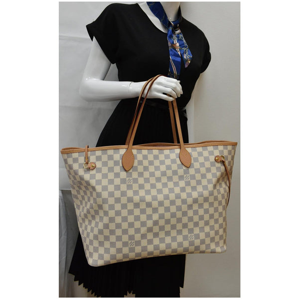 LOUIS VUITTON Neverfull GM Damier Azur Tote Bag Rose Ballerine