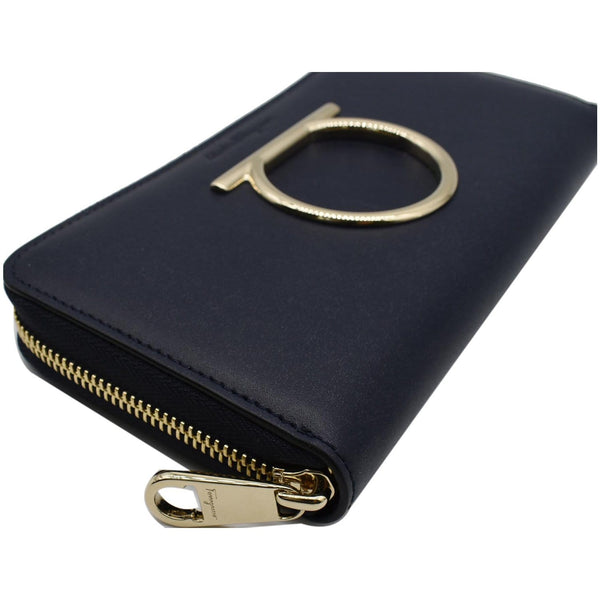 SALVATORE FERRAGAMO Gancini Long Zip Around Wallet Blue