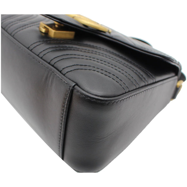 GUCCI GG Marmont Mini Leather Top Handle Shoulder Bag Black 547260
