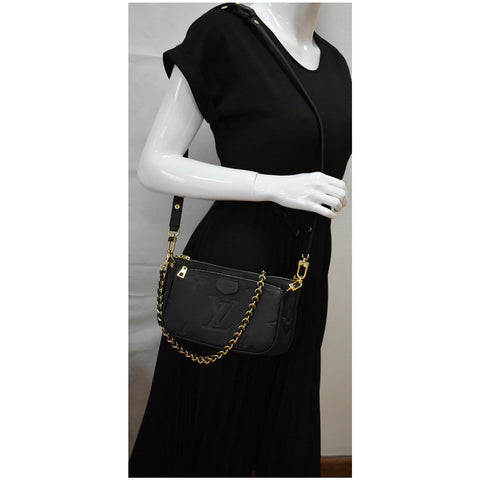 LOUIS VUITTON Multi Pochette Accessories Empreinte Clutch Bag Black
