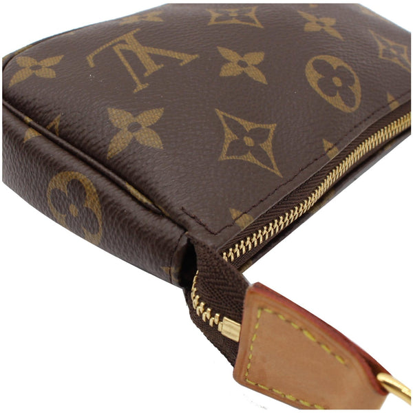 LOUIS VUITTON Mini Pochette Monogram Canvas Accessoires Pouch Brown