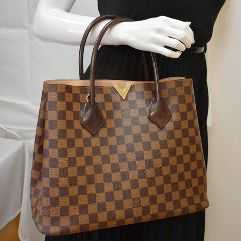 LOUIS VUITTON Kensington Damier Ebene Tote Bag Brown