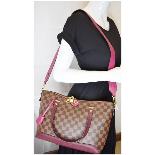 LOUIS VUITTON Hyde Park Damier Ebene Shoulder Bag Fuchsia