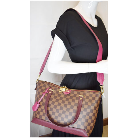 LOUIS VUITTON Hyde Park Damier Ebene Shoulder Bag Fuchsia