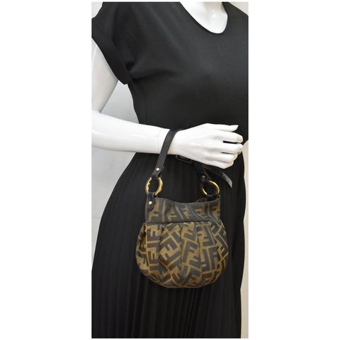 FENDI Mini Chef Zucca Jacquard Hobo Bag Brown
