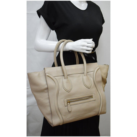 Celine Drummed Mini Luggage Calfskin Leather Tote Bag