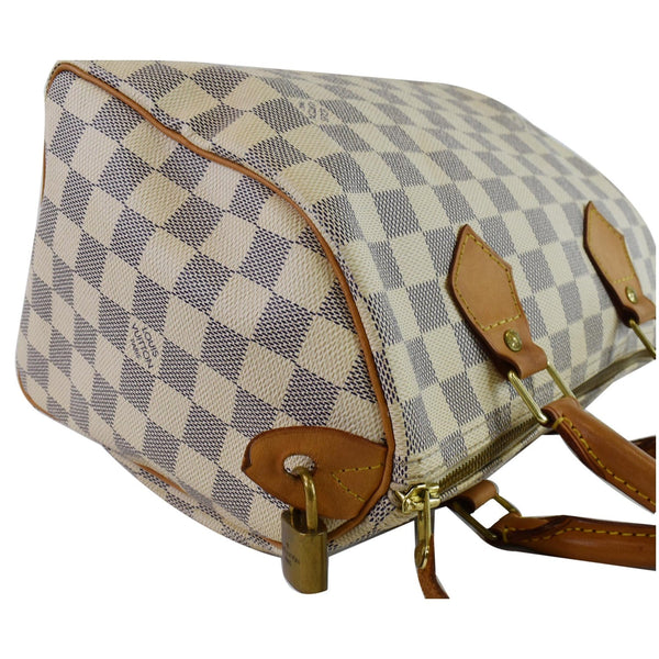 LOUIS VUITTON Speedy 25 Damier Azur Satchel Bag White
