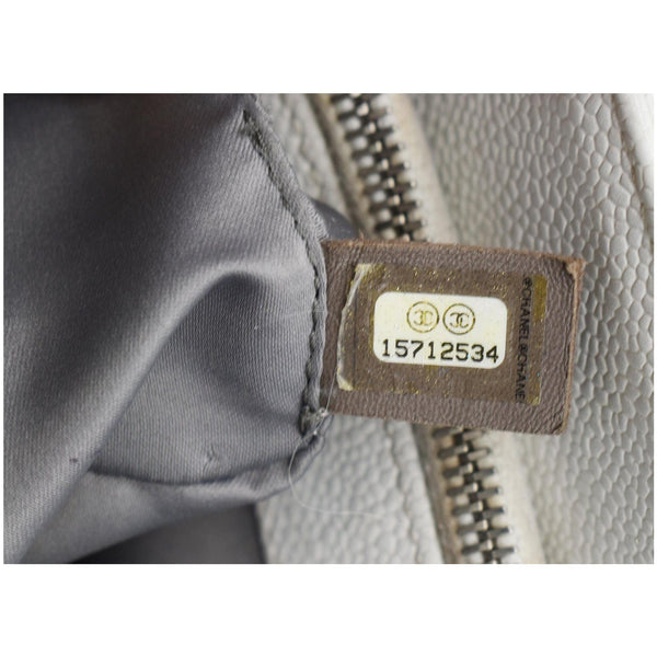 CHANEL XL Grand Quilted Caviar Leather Shopping Tote Bag White