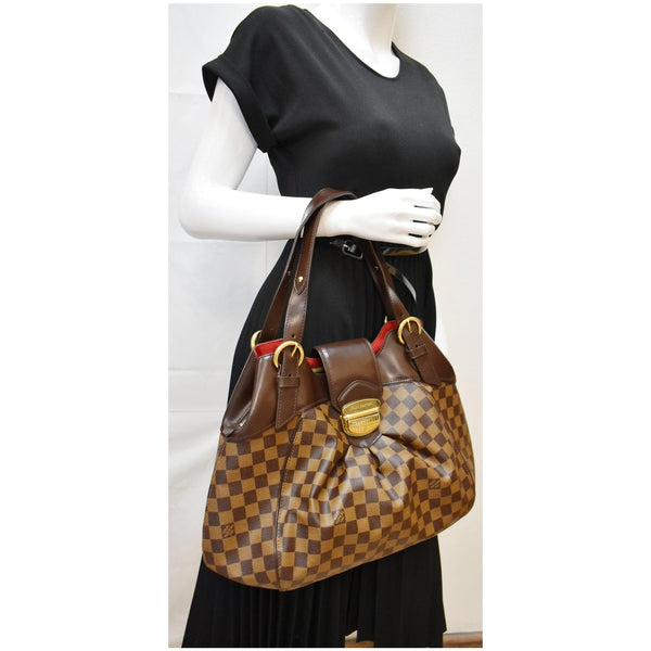 LOUIS VUITTON Sistina GM Damier Ebene Shoulder Bag Brown