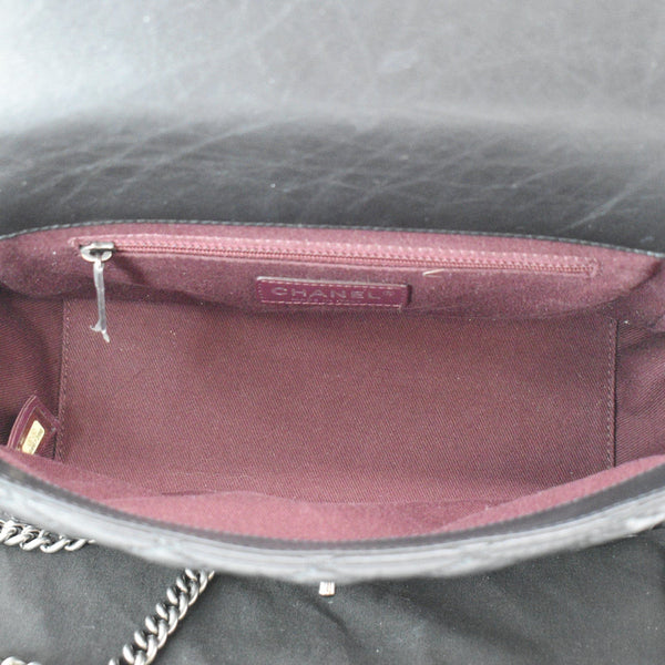 CHANEL Accordion Flap Aged Leather Shoulder Bag Black