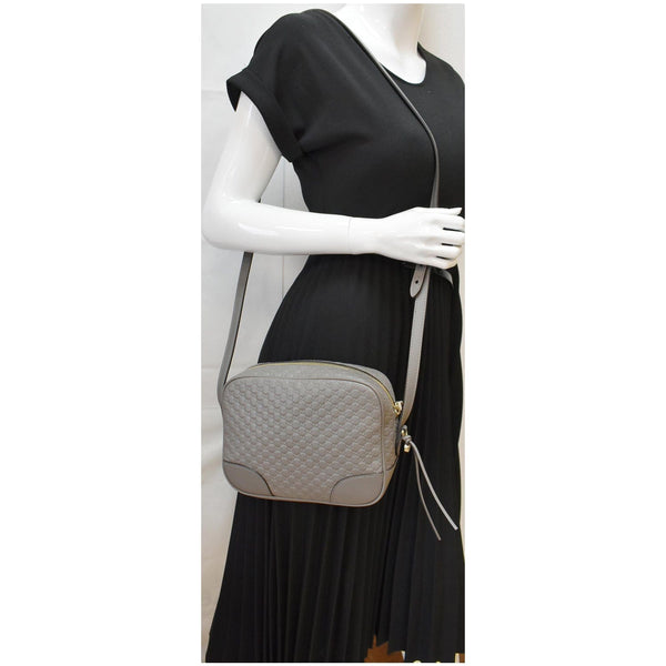 GUCCI Bree Mini GG Guccissima Leather Crossbody Bag Grey 449413