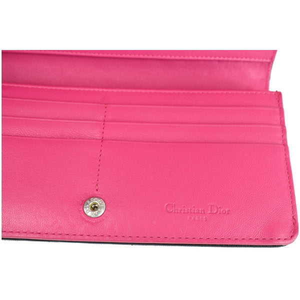 CHRISTIAN DIOR Cannage Lady Dior Charm Leather Wallet Black