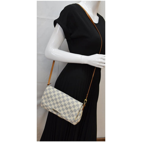 LOUIS VUITTON Favorite MM Damier Azur Crossbody Bag White