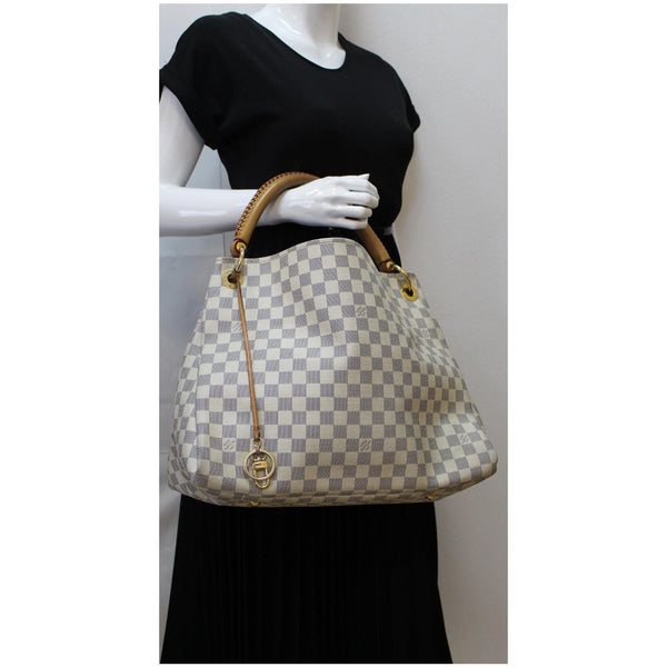 LOUIS VUITTON Artsy MM Damier Azur Shoulder Bag White