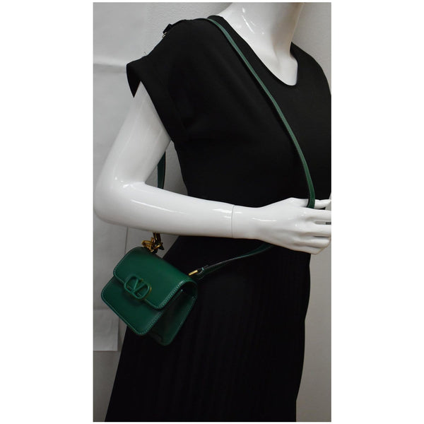 VALENTINO Garavani Vsling Micro Leather Shoulder Bag Green