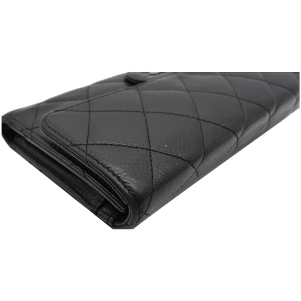 CHANEL Classic Flap Caviar Leather Card Holder Wallet Black