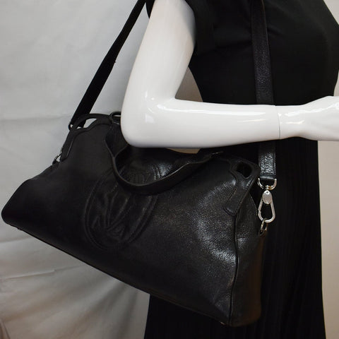 CARTIER Marcello de Cartier Leather Large Shoulder Bag Black