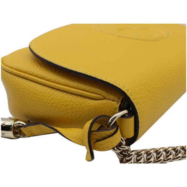 GUCCI Soho Chain Flap Leather Crossbody Bag Yellow 536224