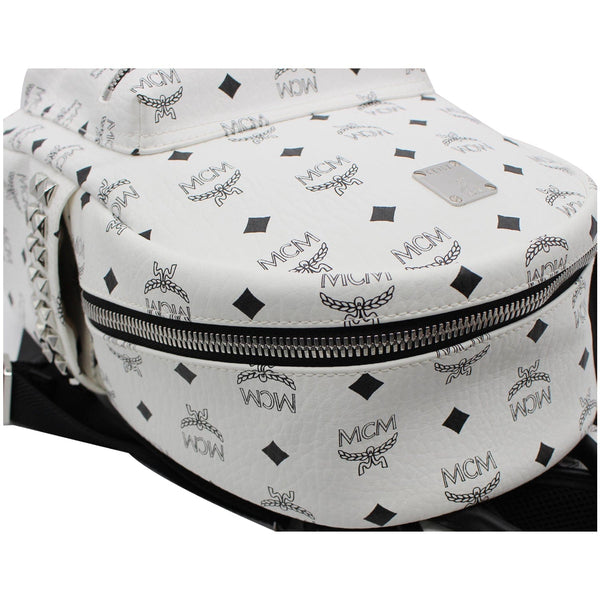 MCM Stark Visetos Coated Canvas Backpack Bag White