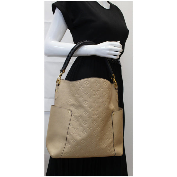 LOUIS VUITTON Bagatelle Monogram Empreinte Shoulder Bag Beige
