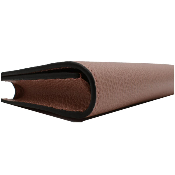 GUCCI Chain Wallet Pebbled Leather Clutch Bag Pink 466506