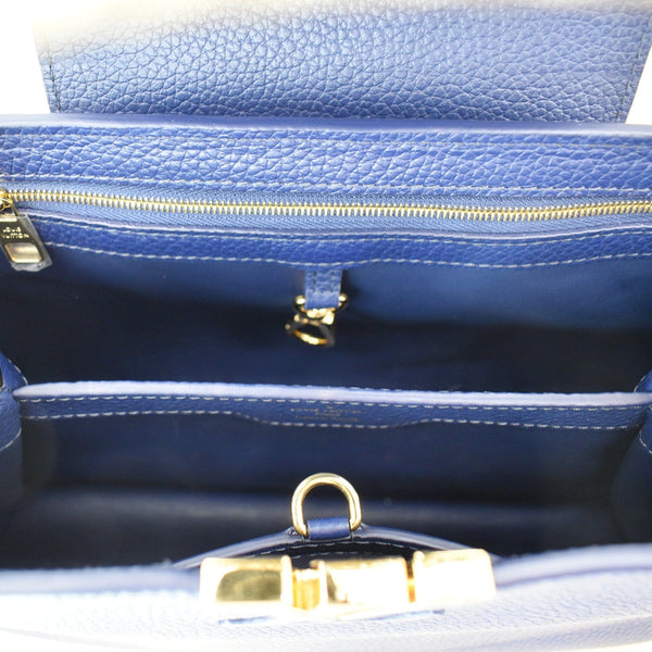 LOUIS VUITTON Capucines MM Taurillon Python Leather Satchel Bag Blue