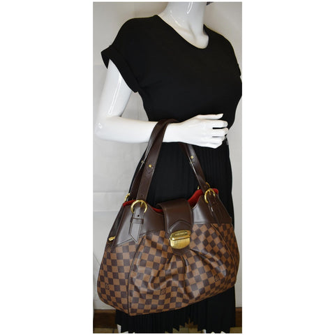 LOUIS VUITTON Sistina GM Damier Ebene Shoulder Bag Brown
