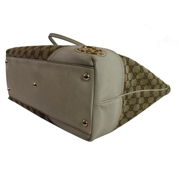 Gucci Large Britt GG Canvas Tote Bag Women | Beige - bottom buttons