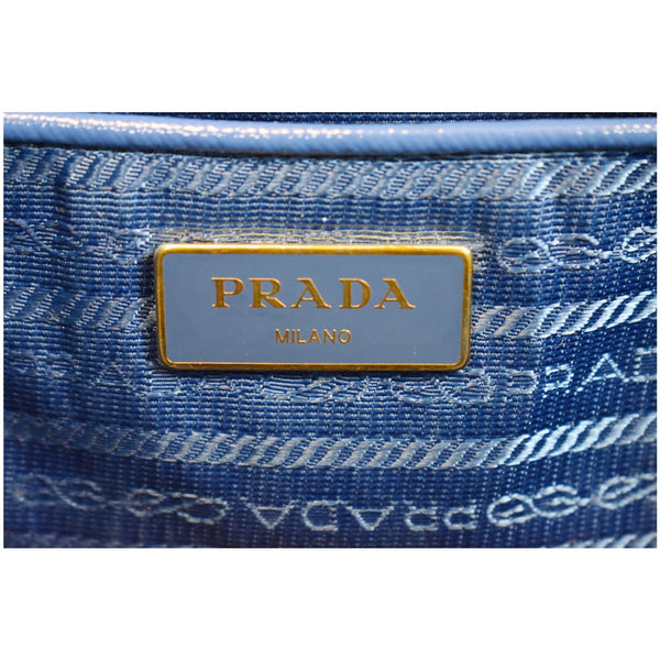 PRADA Parabole Saffiano Lux Leather Shopping Tote Blue